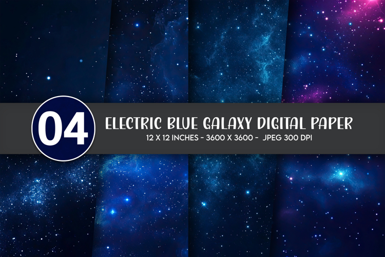 Electric Blue Galaxy Digital Paper example image 1