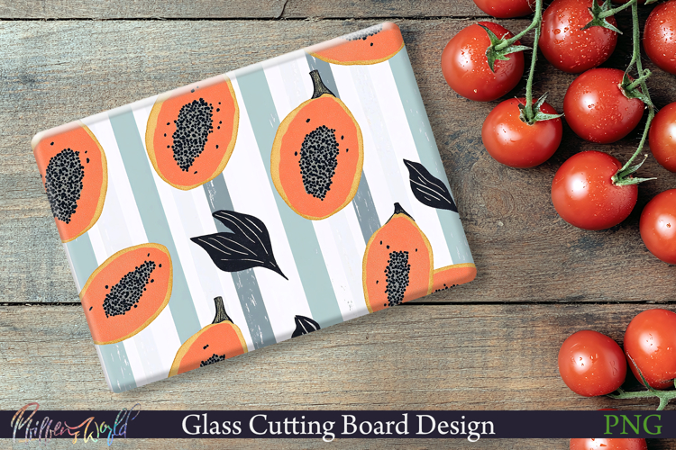 Cutting Board Design | Stripes | papaya
