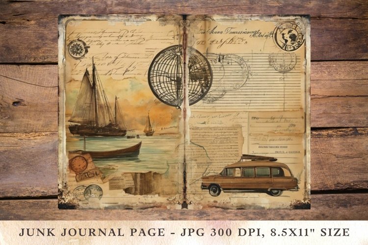Printable Junk Journal Pages postcard travel 7