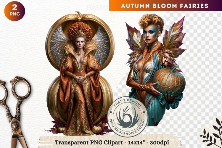 Autumn Bloom Floral Fairy Clipart, Mythical Fantasy PNG