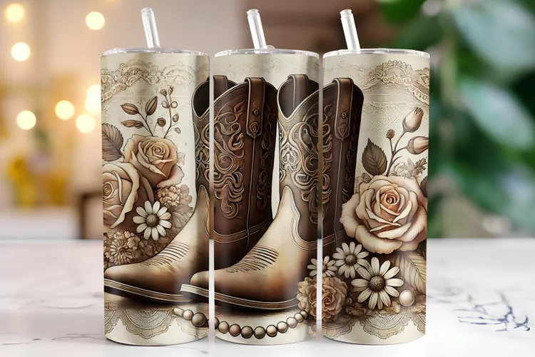 Boots & Flowers Tumbler Wrap | Sublimation | Tumblers