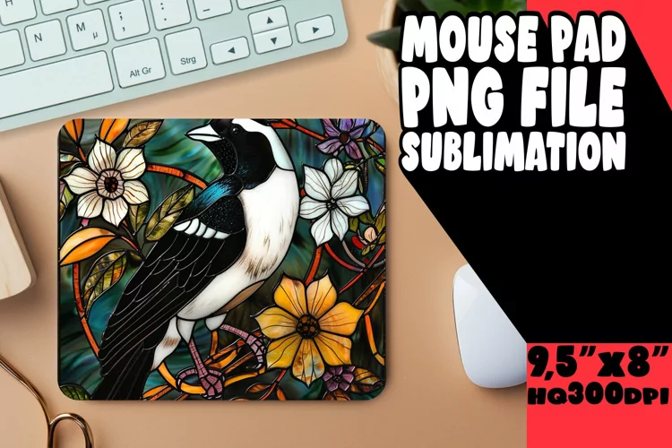 Stained Glass Birds Mouse Pad Design for Sublimation