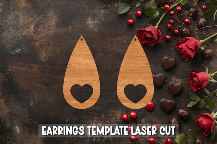 Valentine Heart Template earrings SVG I Laser Cut Files