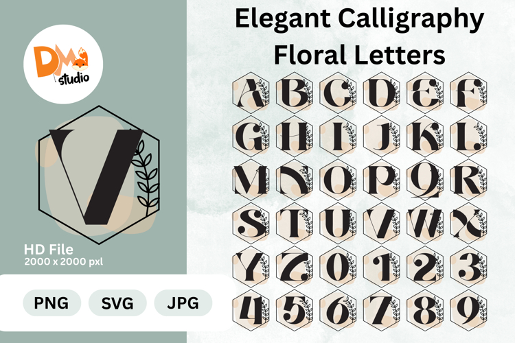 Elegant Calligraphy Floral Letters Monogram