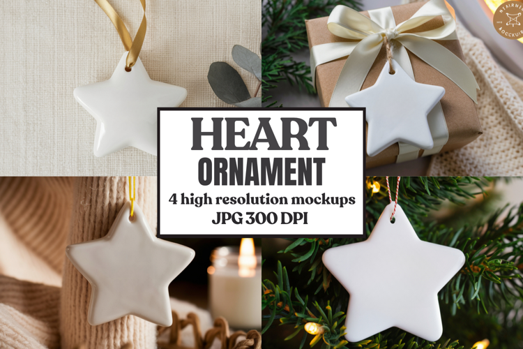 Christmas Star Ceramic Ornament Mockup | Holiday Star Tree