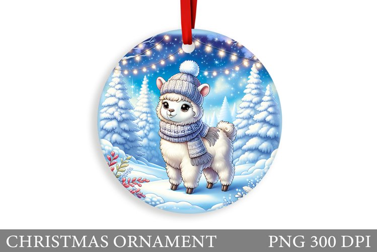 Winter Lama Christmas Ornament. Christmas Ornament Design example image 1