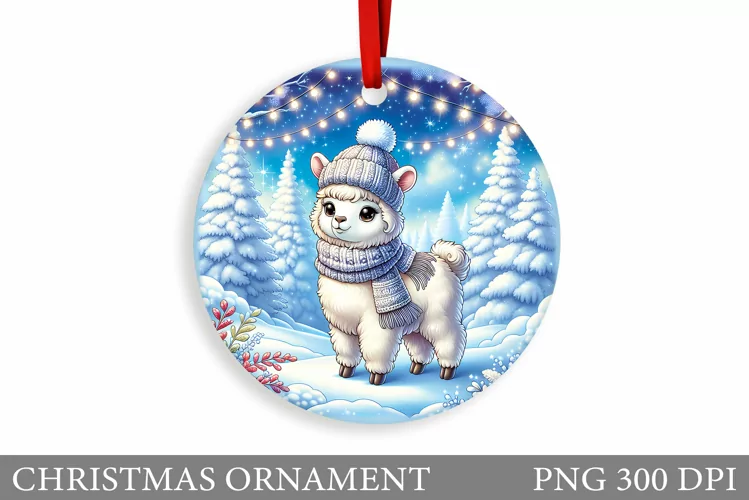 Winter Lama Christmas Ornament. Christmas Ornament Design