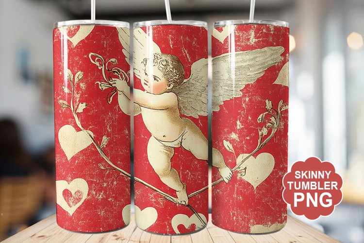 Cupid Vintage Valentine Tumbler | Valentine Tumbler Wrap
