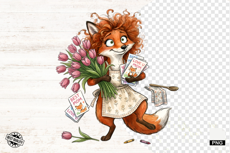 Whimsical Fox Mom PNG - Fox Clipart