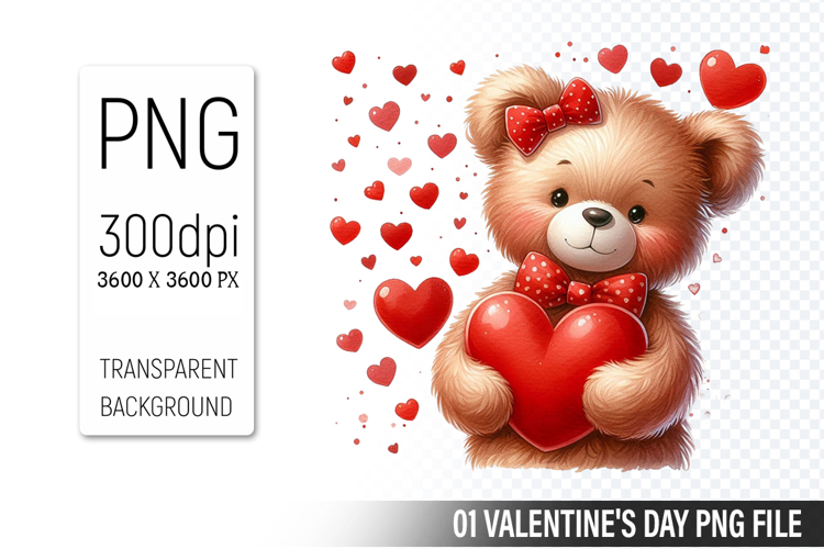 Valentines Cute Bear Clipart PNG, Bear Graphic For Crafts