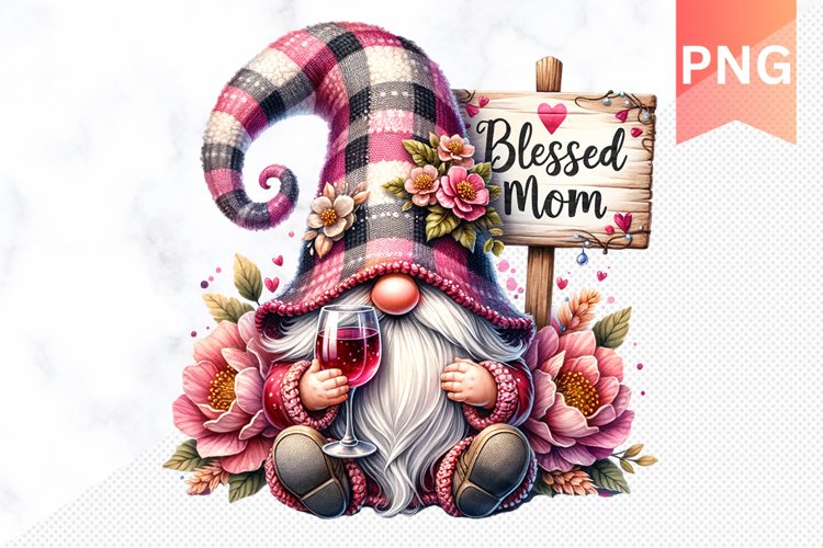 Blessed mom Sublimation Gnome - PNG Design