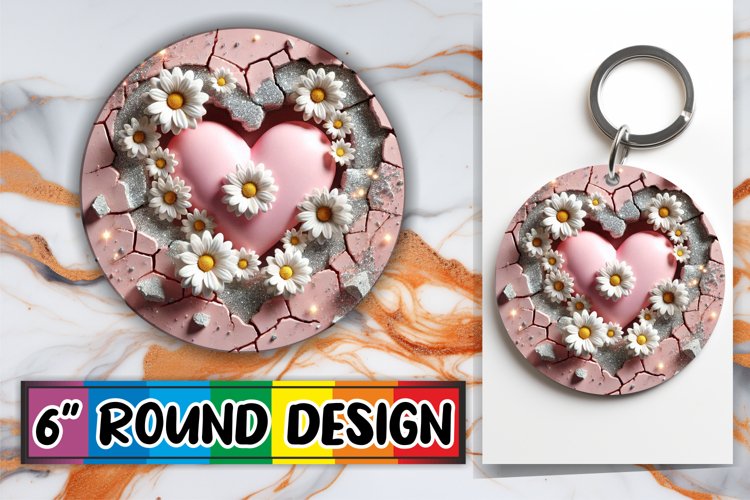Blissful Circle Ornaments PNG, 3D Heart