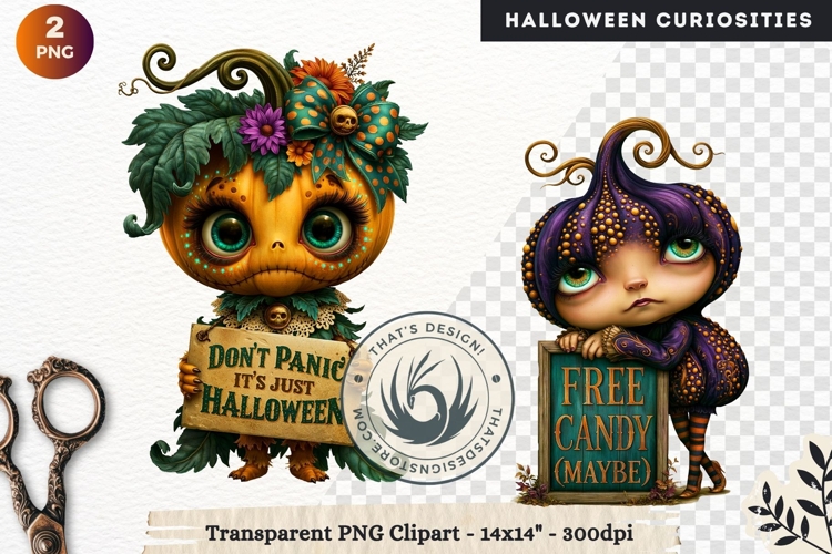 Surreal Halloween Character Cliparts Spooky Curiosities