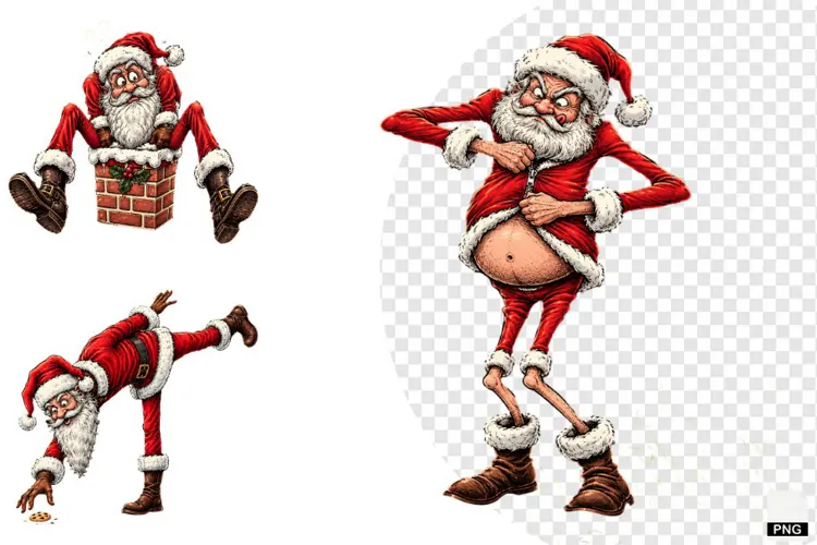 Funny Quirky Santa PNGs