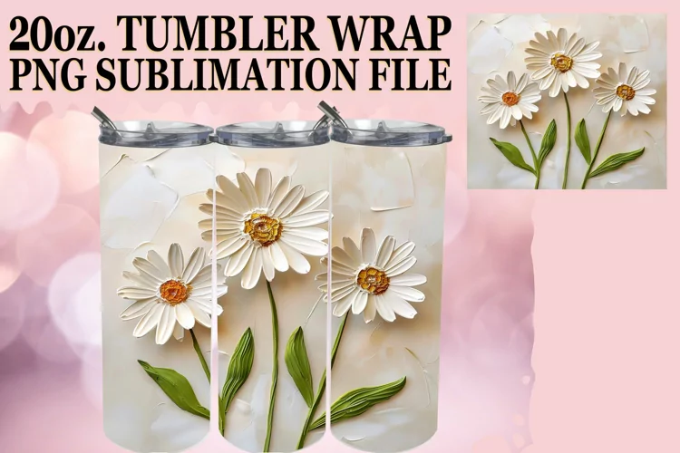 White Petal Harmony: Sublimation 20oz Tumbler