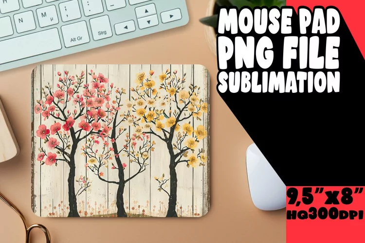Spring Blossom Harmony: Sublimation Mouse Pad