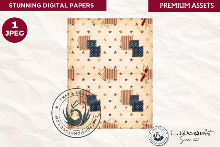 Patriotic Vintage 4th of July Junk Journal digital paper