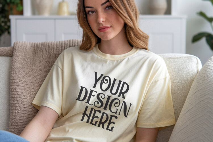 Butter Comfort Colors 1717 T-shirt Mockups,1717 Mockups example image 1