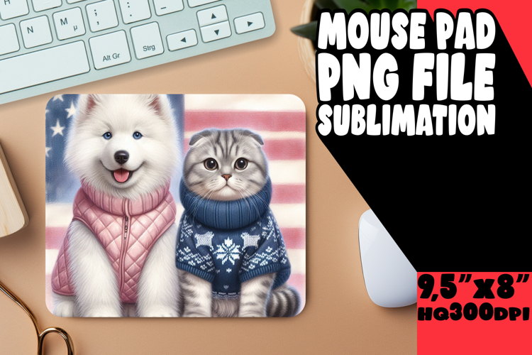 Bright MOUSE PAD Sublimation Style, Dog and cat