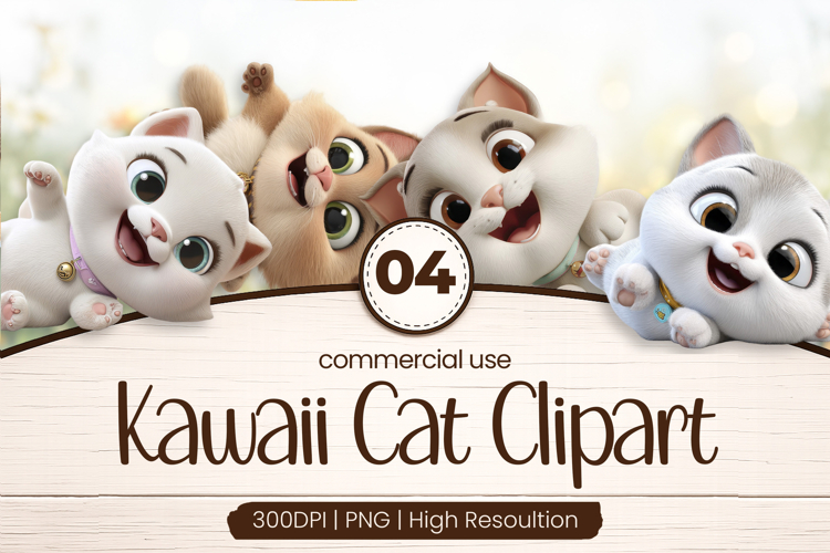 Sleepy Kawaii Kittens Clipart Sublimation PNG