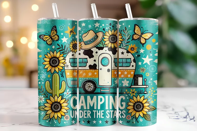 Camping Under the Stars Tumbler Wrap | Sublimation | Tumbler