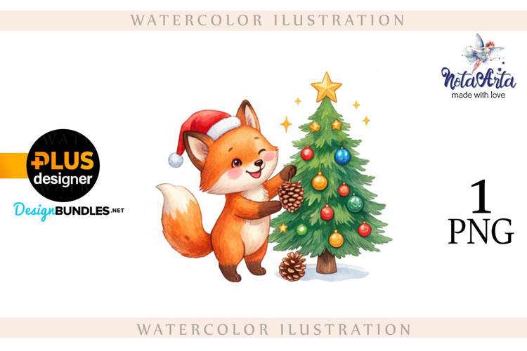 Illustration of a cute Christmas fox