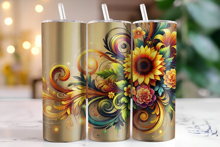 Flowers Tumbler Wrap | Sublimation | Tumblers example image 1