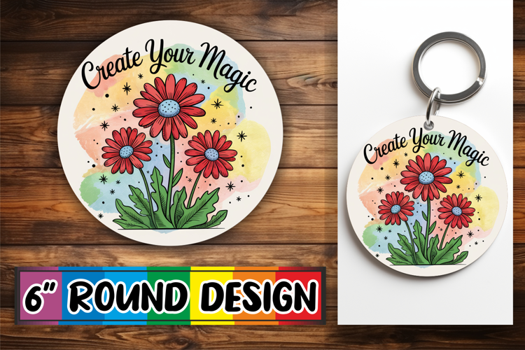 Radiant Circle Car Coasters, Flowers Quote