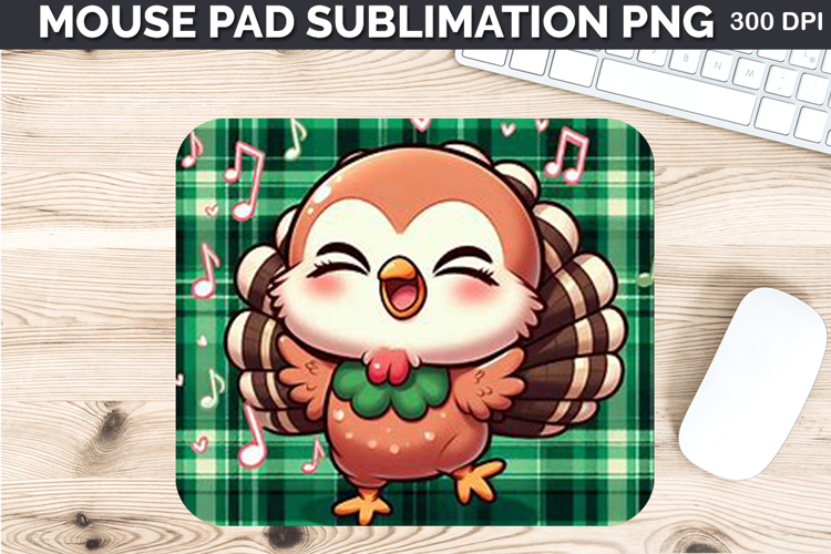 Watercolor Turkey Mouse Pad Sublimation - Thanksgiving PNG