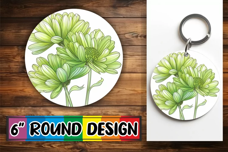 Blooming Beauty: Sublimation Circle Keychain & Car Coaster