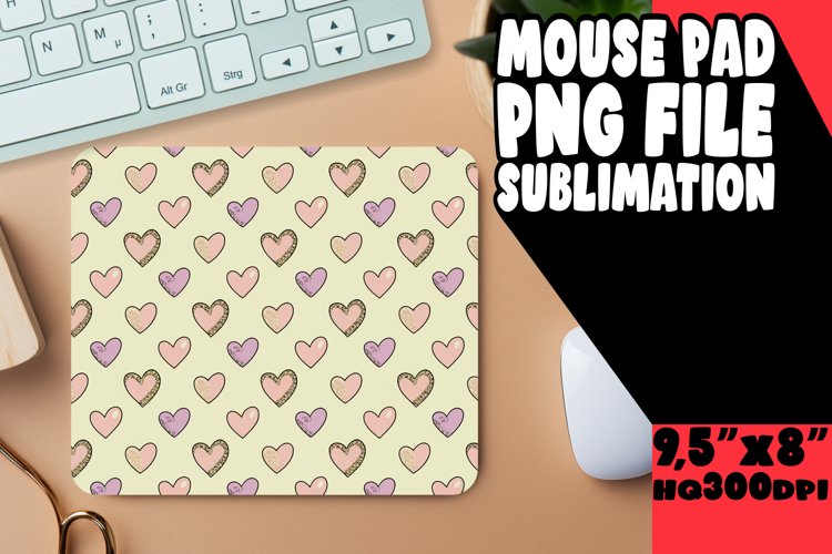 Cheerful Mouse Mat Sublimation Style, Heart example image 1