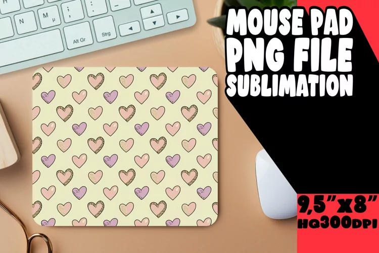 Cheerful Mouse Mat Sublimation Style, Heart
