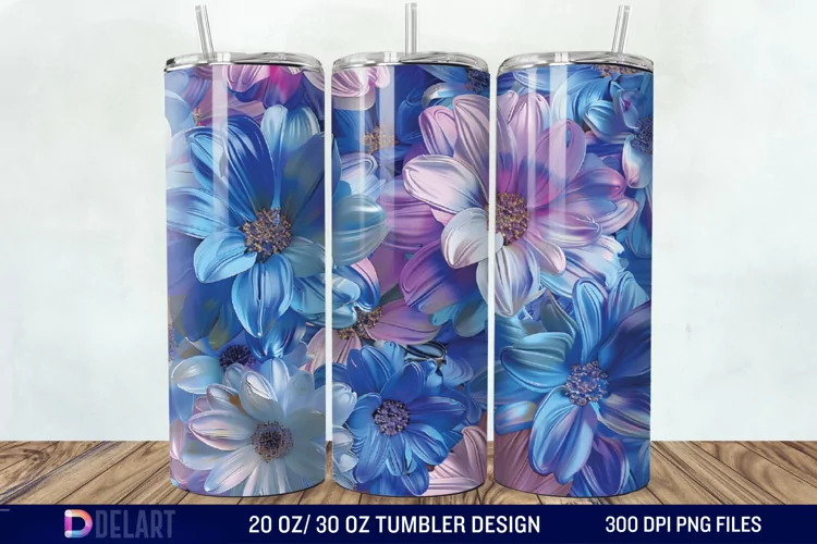 3D Painted Flower Tumbler Wrap