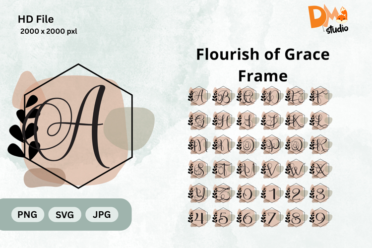 Flourish of Grace Frame Monogram