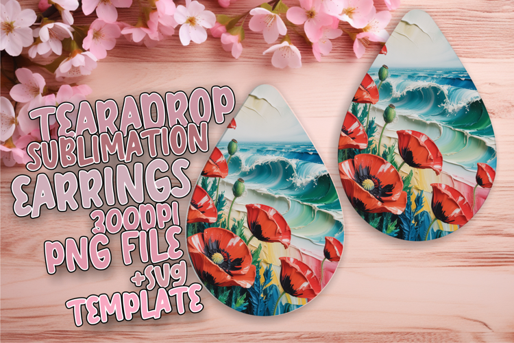 Whimsical Teardrop Earrings Design Art , Flowers