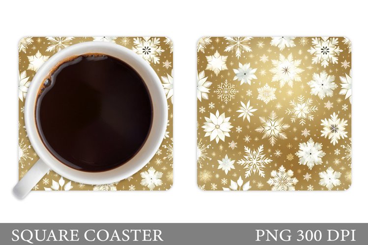 Snowflakes Coaster Sublimation. Christmas Coaster Design