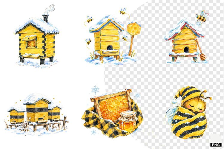 Winter Bees Garden Clipart example image 1