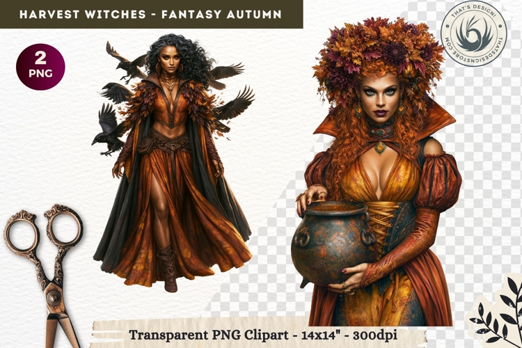 Harvest Witch Clipart Autumn Cottagecore Apothecary PNG RPG
