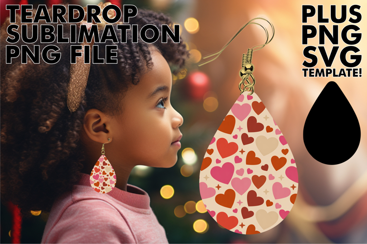 Charming Teardrop Earrings Design PNG, Valentines Pattern