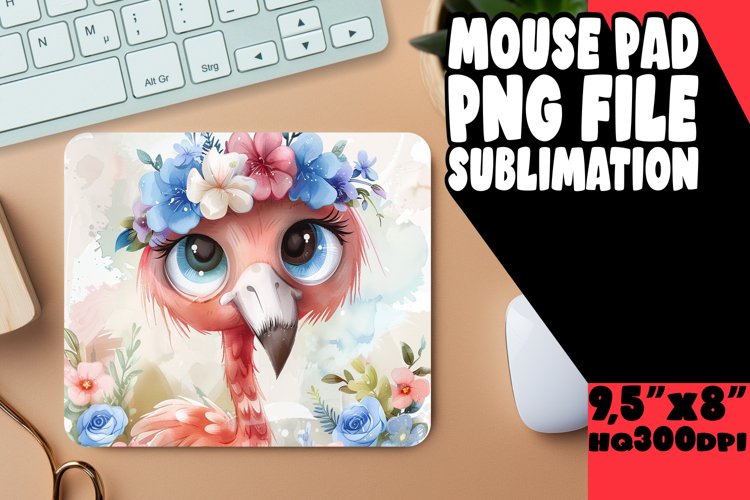 Flamingo Flower Mouse Pad Design for Sublimation example image 1