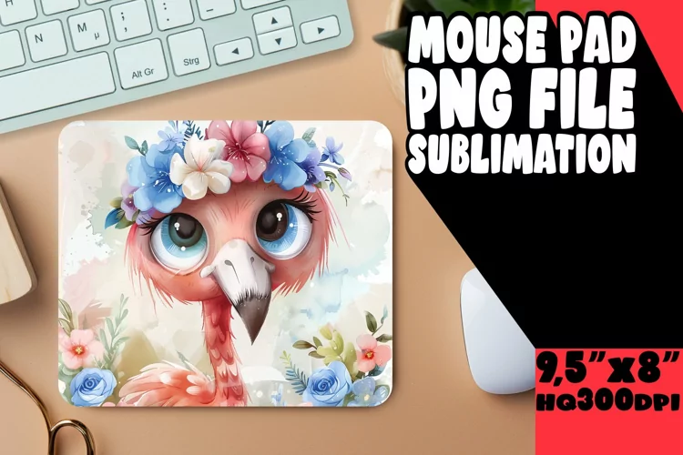Flamingo Flower Mouse Pad Design for Sublimation