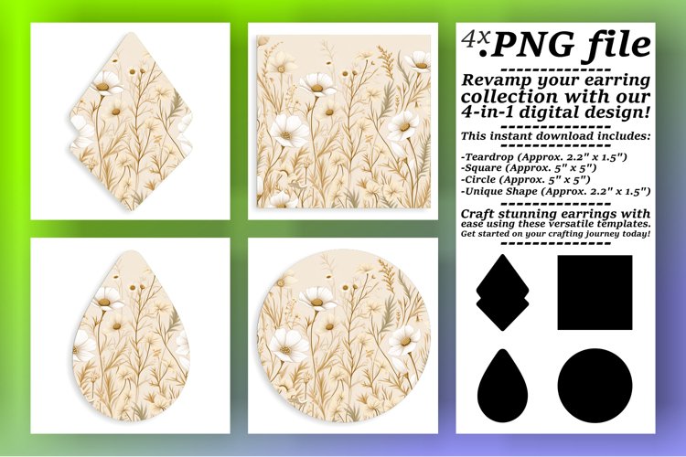 Square Splendor: Sublimation Boho Earrings example image 1