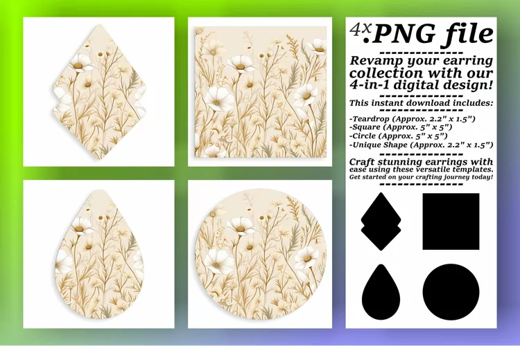 Square Splendor: Sublimation Boho Earrings