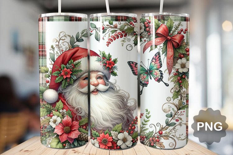 Christmas Santa Tumbler Sublimation - 20 Oz Skinny Tumbler