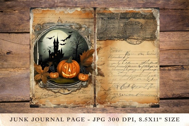 Printable Junk Journal Pages halloween castle 2