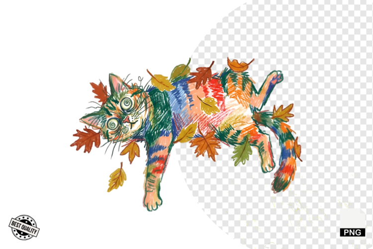 Quirky Funny Autumn Cat Clipart