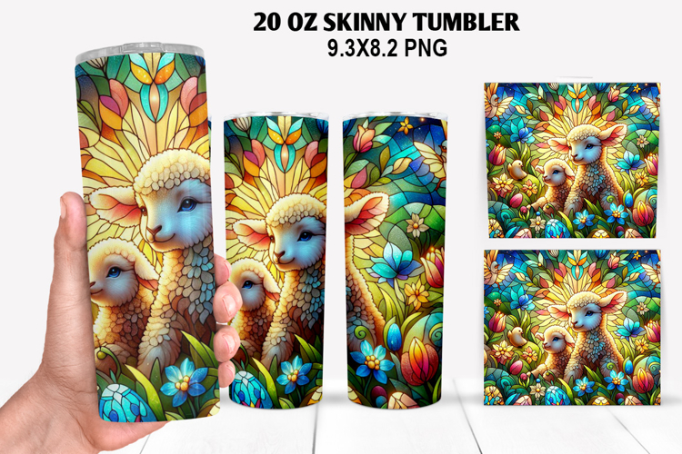 Lamb Skinny Tumbler 20oz Wrap Design, Easter Tumbler PNG