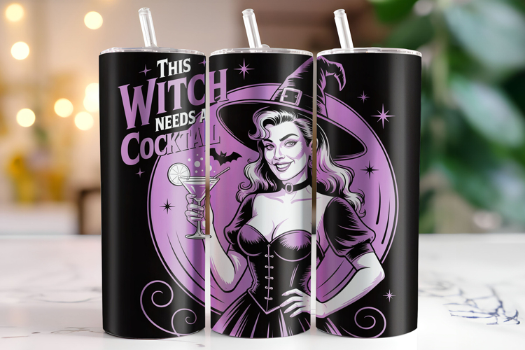 This Witch needs a cocktail Tumbler Wrap | Sublimation