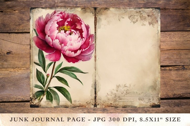 Printable Junk Journal Pages peonies 3