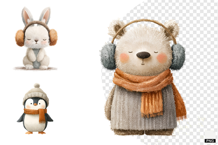 Cute Winter Animals Clipart